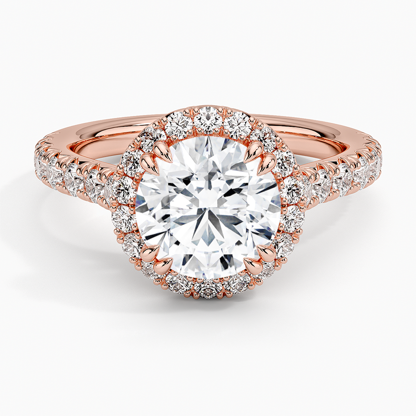 Sienna Halo Half Coverage Diamond Engagement Ring
