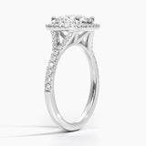 Joy Half-Coverage Diamond Engagement Ring with a Round cut diamond in white gold — side view