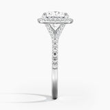 Joy Half-Coverage Diamond Engagement Ring with a Round cut diamond in white gold — profile view