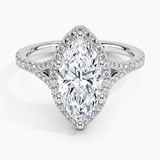 Joy Half-Coverage Diamond Engagement Ring with a Marquise cut diamond in white gold — top view