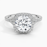 Joy Half-Coverage Diamond Engagement Ring with a Round cut diamond in white gold — top view