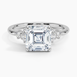 Miroir Diamond Engagement Ring with a Asscher cut diamond in white gold — top view