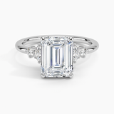 Miroir Diamond Engagement Ring with a Emerald cut diamond in white gold — top view