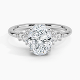 Miroir Diamond Engagement Ring with a Oval cut diamond in white gold — top view
