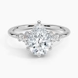 Miroir Diamond Engagement Ring with a Pear cut diamond in white gold — top view