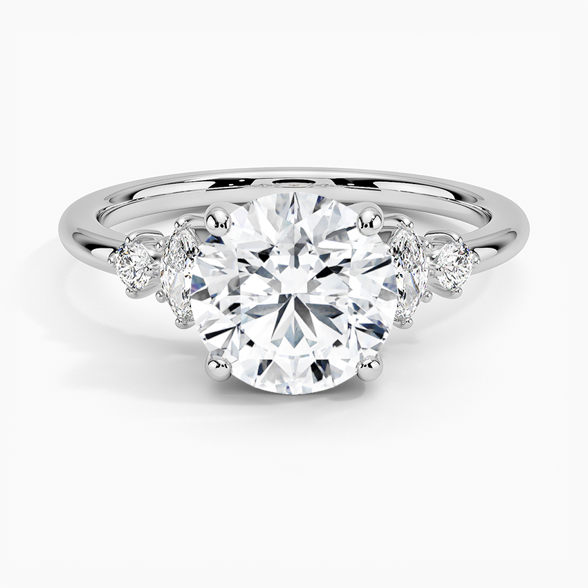 Miroir Diamond Engagement Ring with a Round cut diamond in white gold — top view