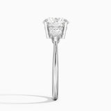 Opera Three Stone Diamond Engagement Ring with a Round cut diamond in white gold — profile view