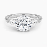 Opera Three Stone Diamond Engagement Ring with a Round cut diamond in white gold — top view