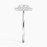 Sunburst Halo Diamond Engagement Ring with a Round cut diamond in white gold — profile view