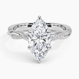 Petite Twisted Vine Diamond Engagement Ring with a Marquise cut diamond in white gold — top view