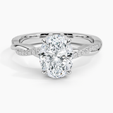 Petite Twisted Vine Diamond Engagement Ring with a Oval cut diamond in white gold — top view