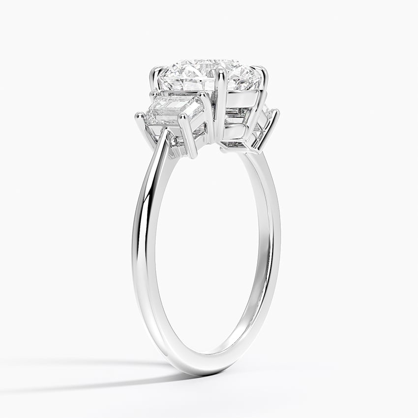 Embrace Three Stone Trapezoid Diamond Engagement Ring