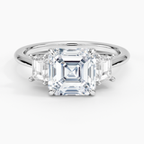 Embrace Three Stone Trapezoid Diamond Engagement Ring
