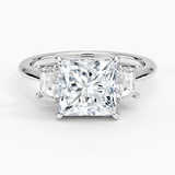 Embrace Three Stone Trapezoid Diamond Engagement Ring