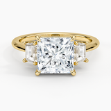Embrace Three Stone Trapezoid Diamond Engagement Ring