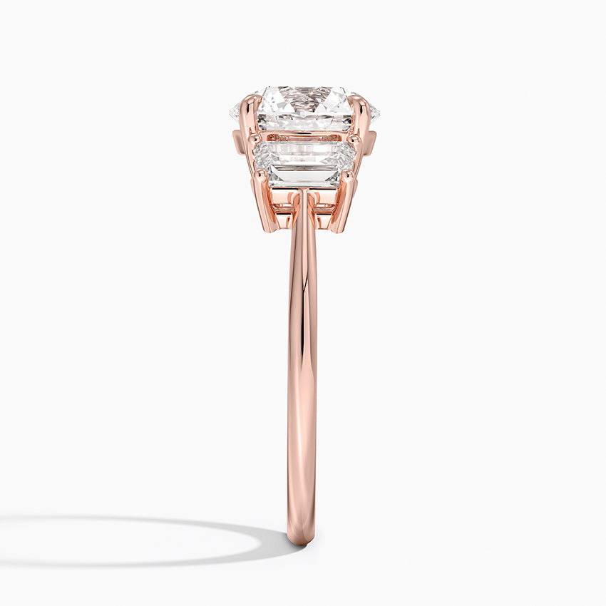 Luxe Embrace Three Stone Trapezoid Diamond Engagement Ring