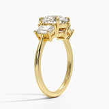 Luxe Embrace Three Stone Trapezoid Diamond Engagement Ring