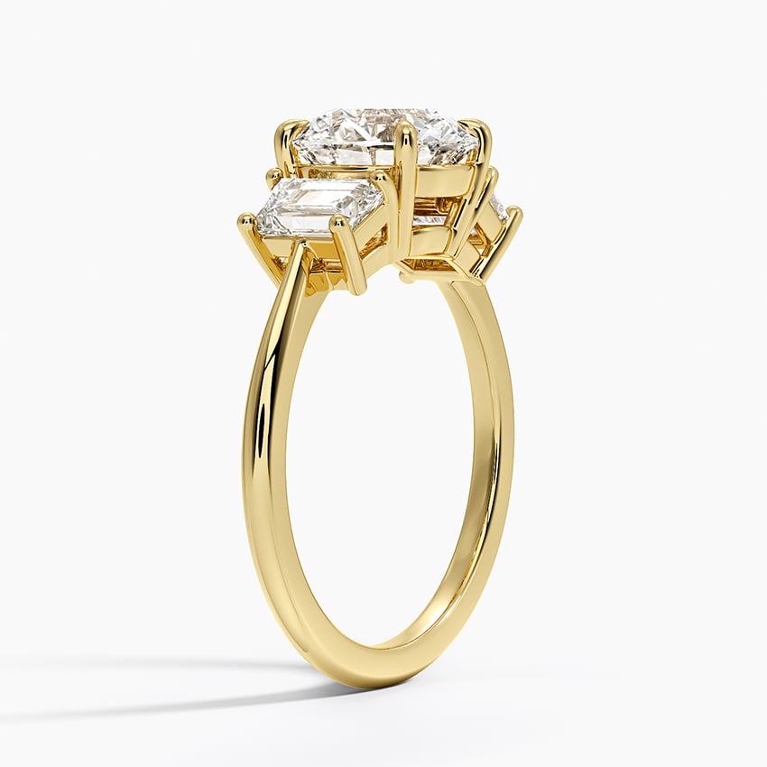 Luxe Embrace Three Stone Trapezoid Diamond Engagement Ring