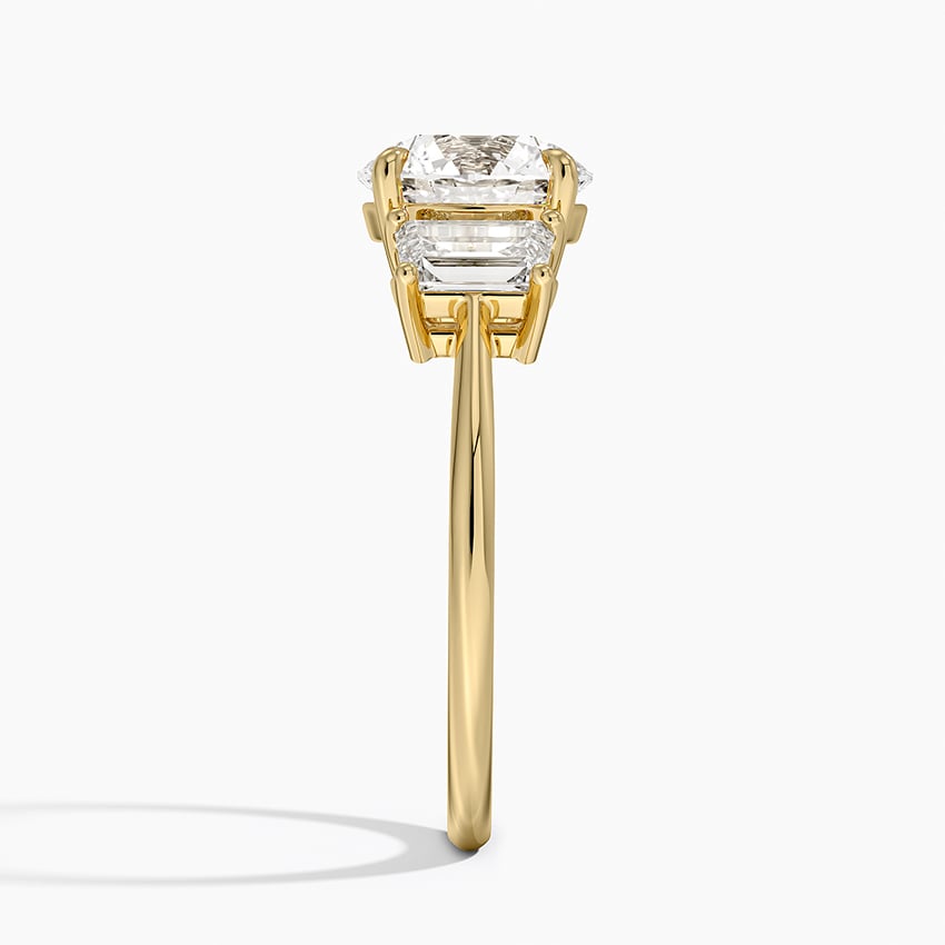 Luxe Embrace Three Stone Trapezoid Diamond Engagement Ring