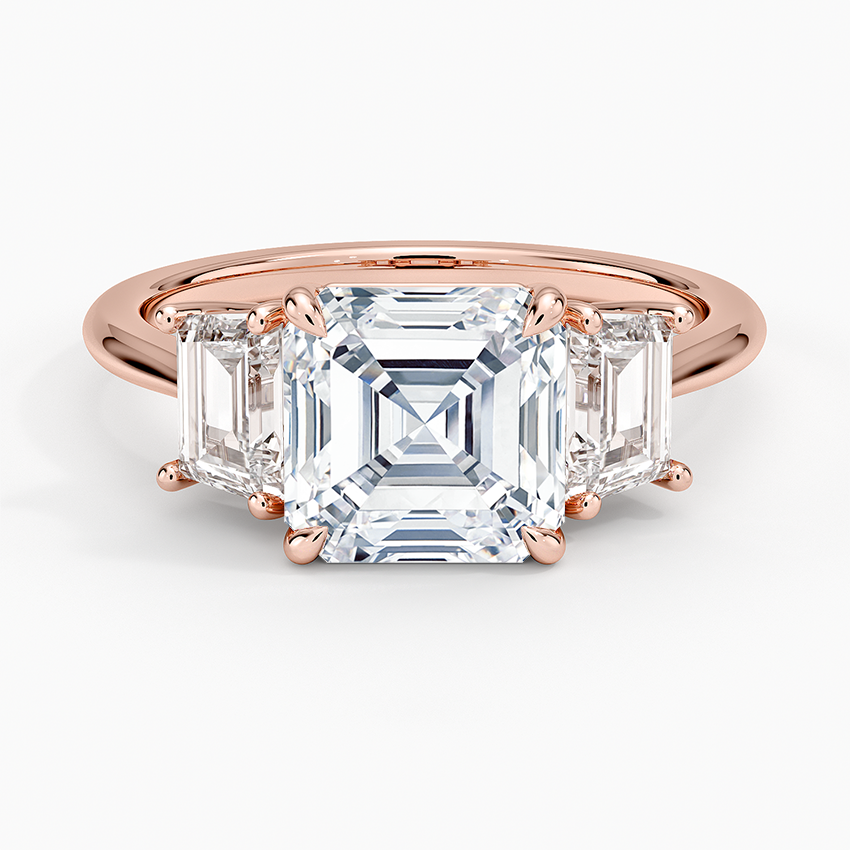 Luxe Embrace Three Stone Trapezoid Diamond Engagement Ring