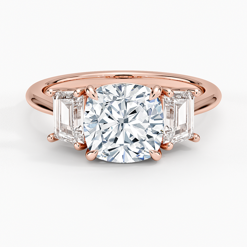 Luxe Embrace Three Stone Trapezoid Diamond Engagement Ring
