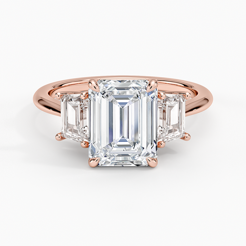 Luxe Embrace Three Stone Trapezoid Diamond Engagement Ring