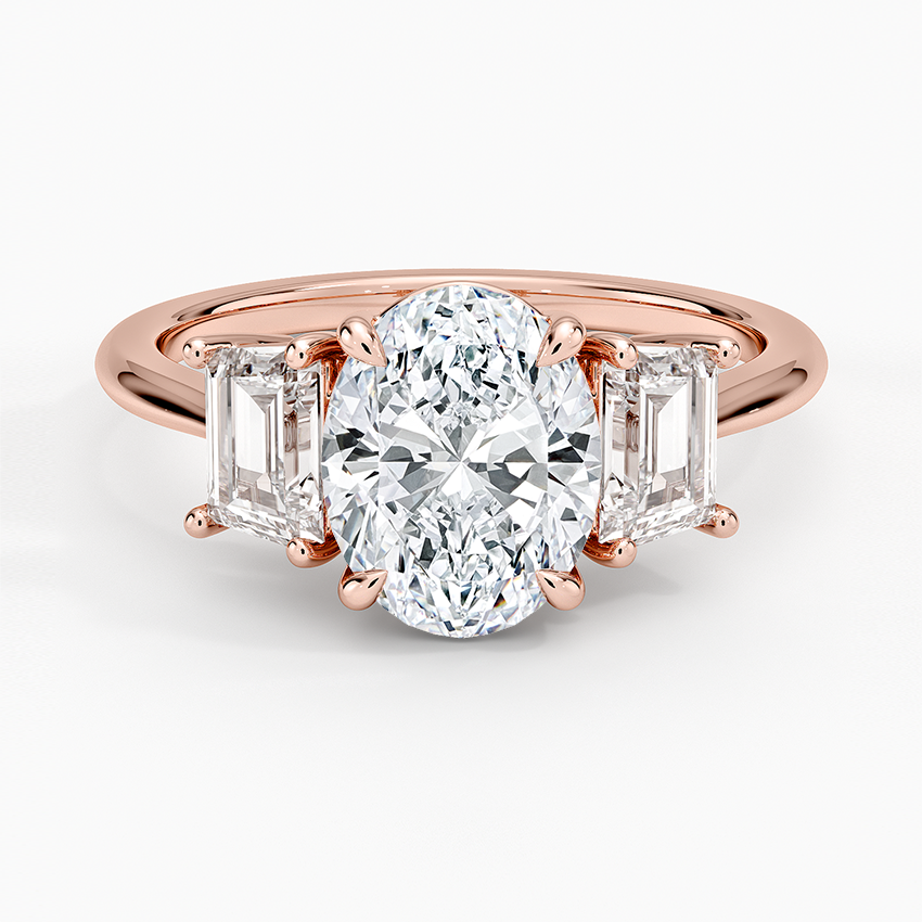 Luxe Embrace Three Stone Trapezoid Diamond Engagement Ring