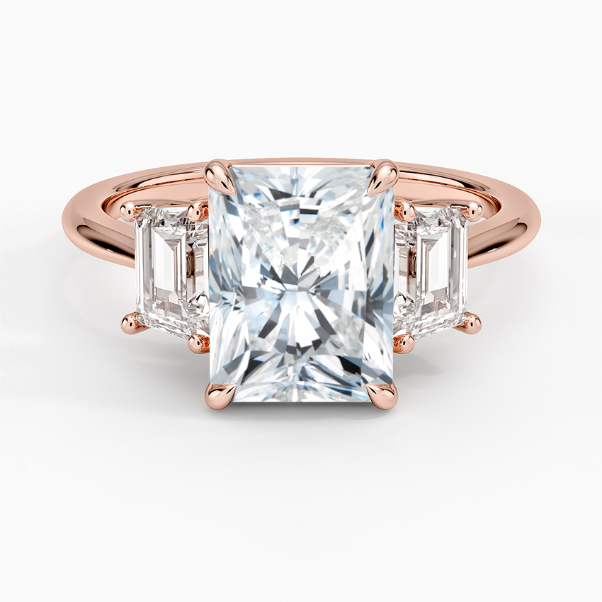 Luxe Embrace Three Stone Trapezoid Diamond Engagement Ring