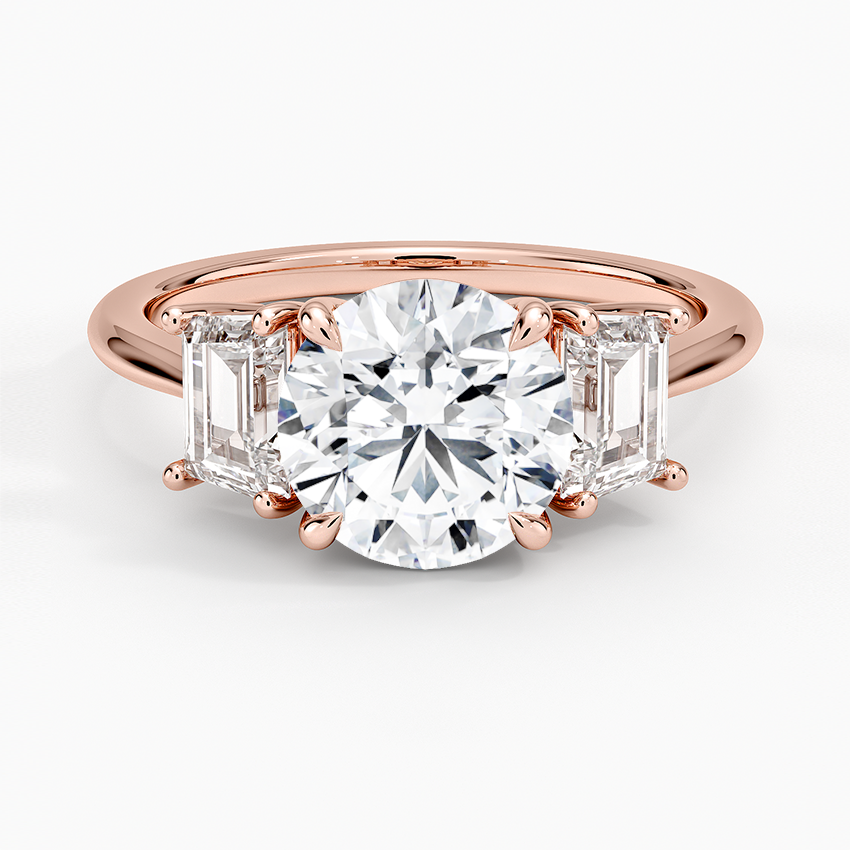 Luxe Embrace Three Stone Trapezoid Diamond Engagement Ring