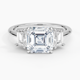 Luxe Embrace Three Stone Trapezoid Diamond Engagement Ring