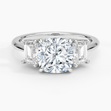 Luxe Embrace Three Stone Trapezoid Diamond Engagement Ring
