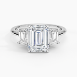 Luxe Embrace Three Stone Trapezoid Diamond Engagement Ring