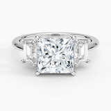 Luxe Embrace Three Stone Trapezoid Diamond Engagement Ring