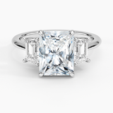 Luxe Embrace Three Stone Trapezoid Diamond Engagement Ring
