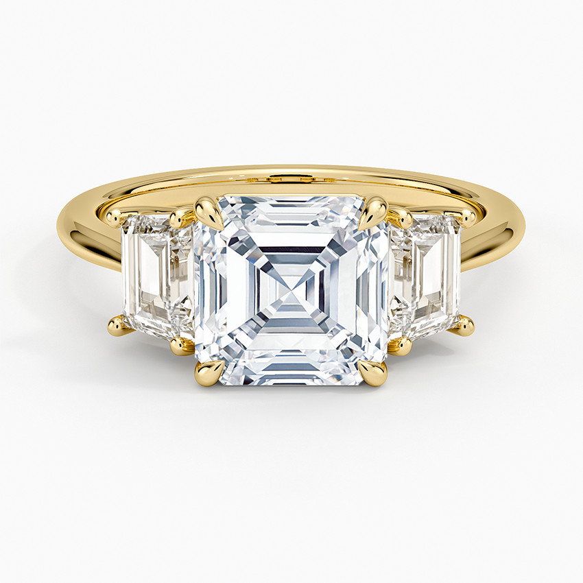 Luxe Embrace Three Stone Trapezoid Diamond Engagement Ring