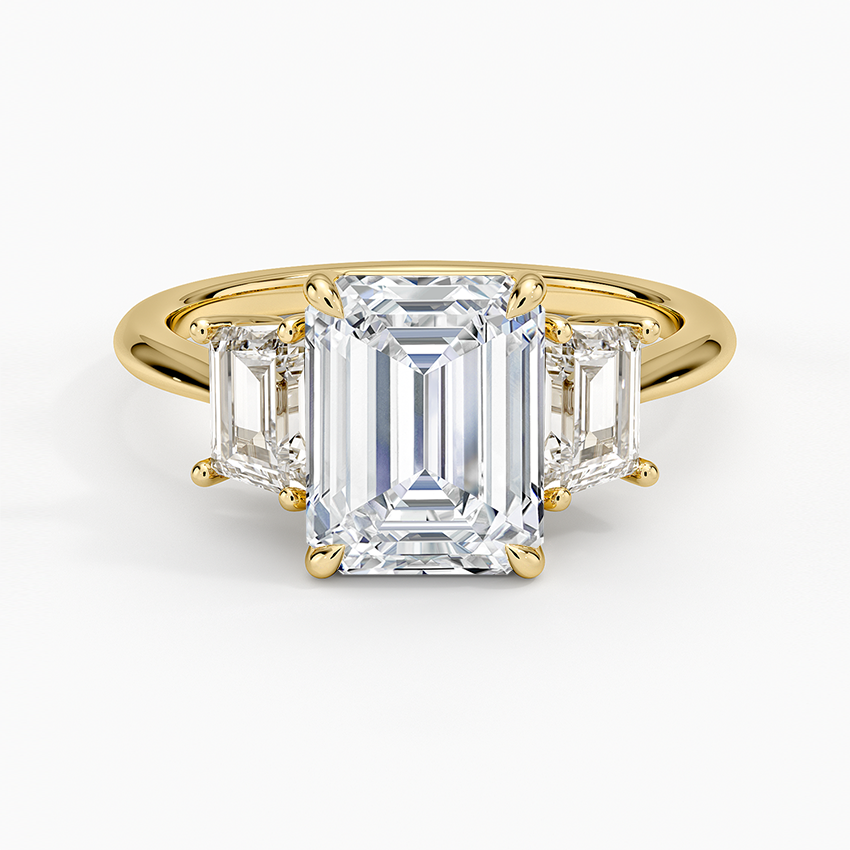Luxe Embrace Three Stone Trapezoid Diamond Engagement Ring