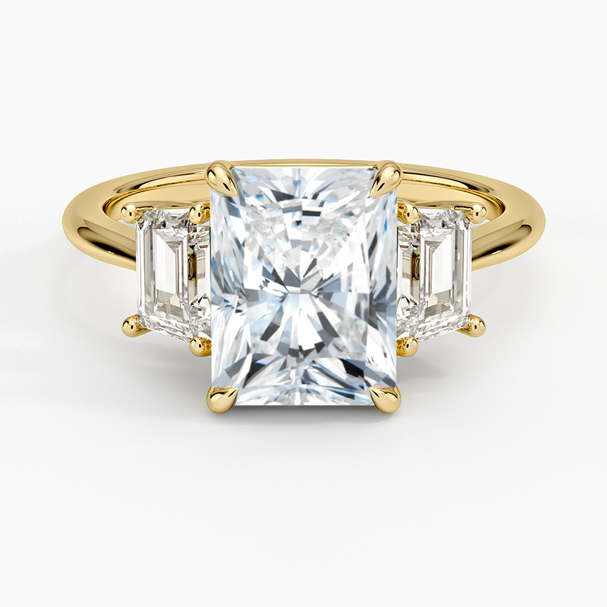 Luxe Embrace Three Stone Trapezoid Diamond Engagement Ring