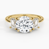 Luxe Embrace Three Stone Trapezoid Diamond Engagement Ring