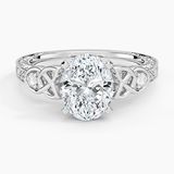Aberdeen Celtic Diamond Engagement Ring with a Oval cut diamond in white gold — top view