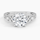 Aberdeen Celtic Diamond Engagement Ring with a Round cut diamond in white gold — top view