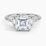 Edie Art Deco Diamond Engagement Ring with a Asscher cut diamond in white gold — top view