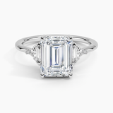 Edie Art Deco Diamond Engagement Ring with a Emerald cut diamond in white gold — top view