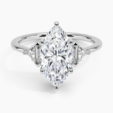 Edie Art Deco Diamond Engagement Ring with a Marquise cut diamond in white gold — top view