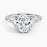Edie Art Deco Diamond Engagement Ring with a Oval cut diamond in white gold — top view