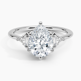 Edie Art Deco Diamond Engagement Ring with a Pear cut diamond in white gold — top view