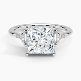 Edie Art Deco Diamond Engagement Ring with a Princess cut diamond in white gold — top view