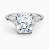 Edie Art Deco Diamond Engagement Ring with a Radiant cut diamond in white gold — top view