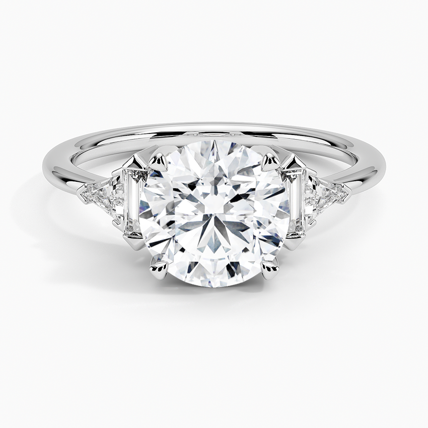 Edie Art Deco Diamond Engagement Ring with a Round cut diamond in white gold — top view