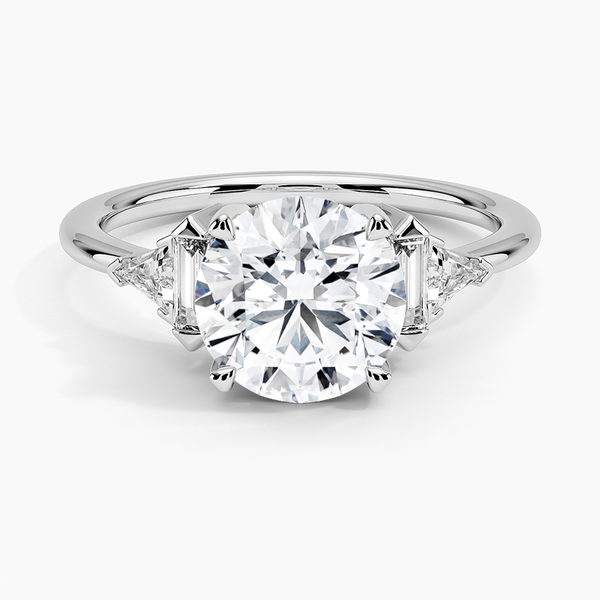 Edie Art Deco Diamond Engagement Ring with a Round cut diamond in white gold — top view