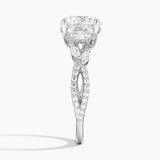 Luxe Willow Three Stone Diamond Engagement Ring with a Round cut diamond in white gold — profile view